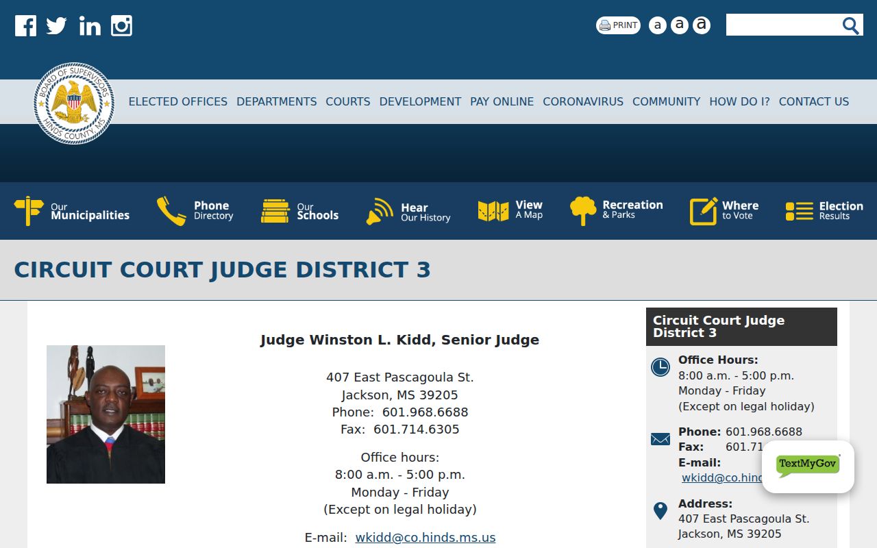 Hinds County court schedule District 3 civil motion categories