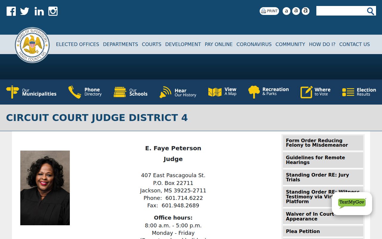 Hinds County court schedule District 4 scheduled and open dates