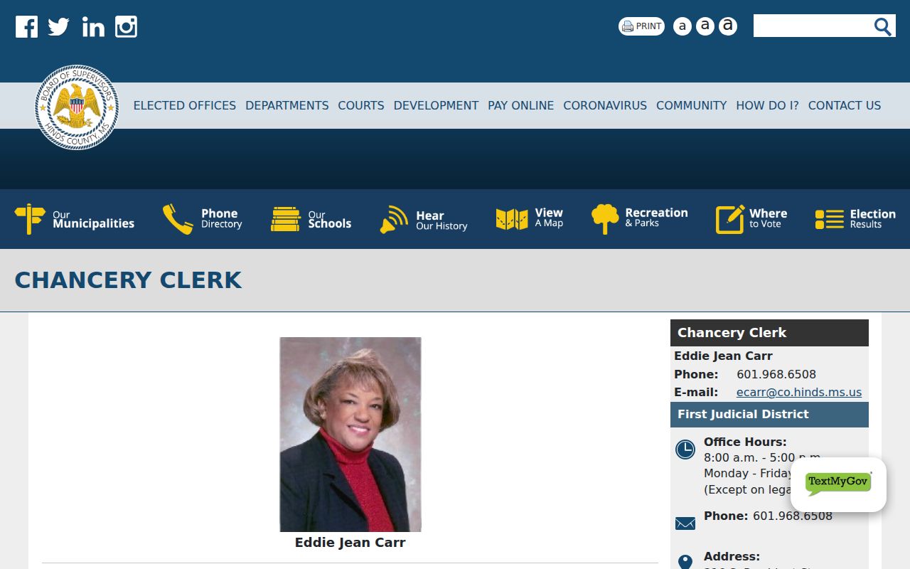 Hinds County court docket Chancery Clerk records access